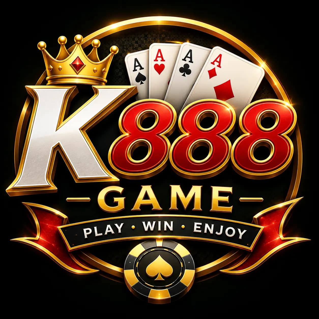 K888 Game black, red, and gold Android app logo